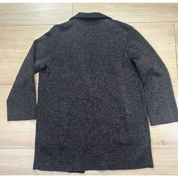 J. Crew 365 XS Sparkly Black Gold Sophie Open Front Sweater Blazer K2426 Party - Picture 12 of 12